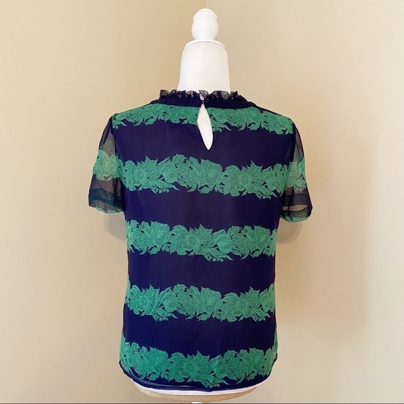 J. Crew 100% Silk Chiffon Ruffle Neck  Top - 2 - Picture 4 of 15